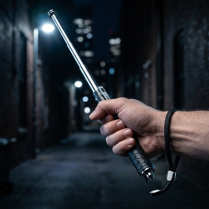 Telescopic Baton Automatic Extension Corrosion-Resistant Steel & Non-Slip Handle