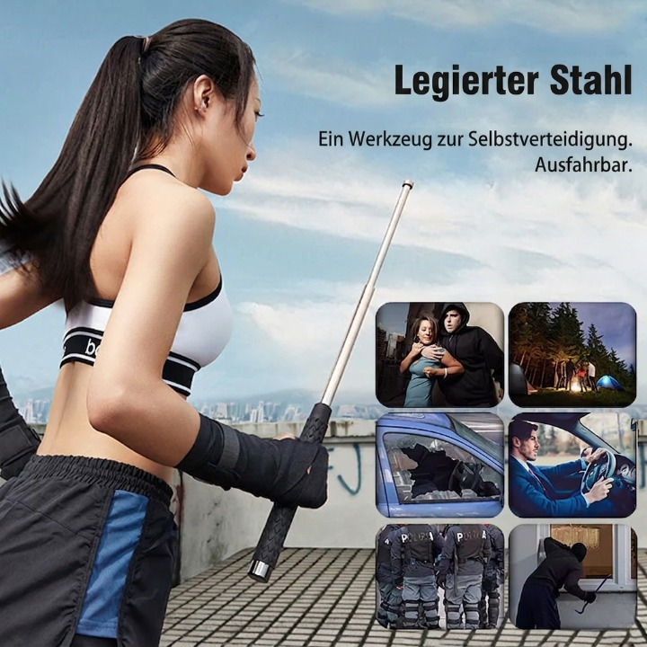 Telescopic Baton Automatic Extension Corrosion-Resistant Steel & Non-Slip Handle