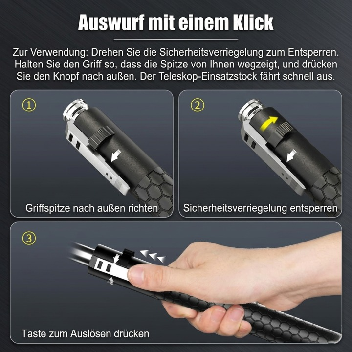 Telescopic Baton Automatic Extension Corrosion-Resistant Steel & Non-Slip Handle