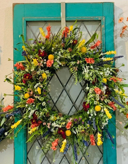 Texas Wildflower Design Flower Wreath for Front Door Décor