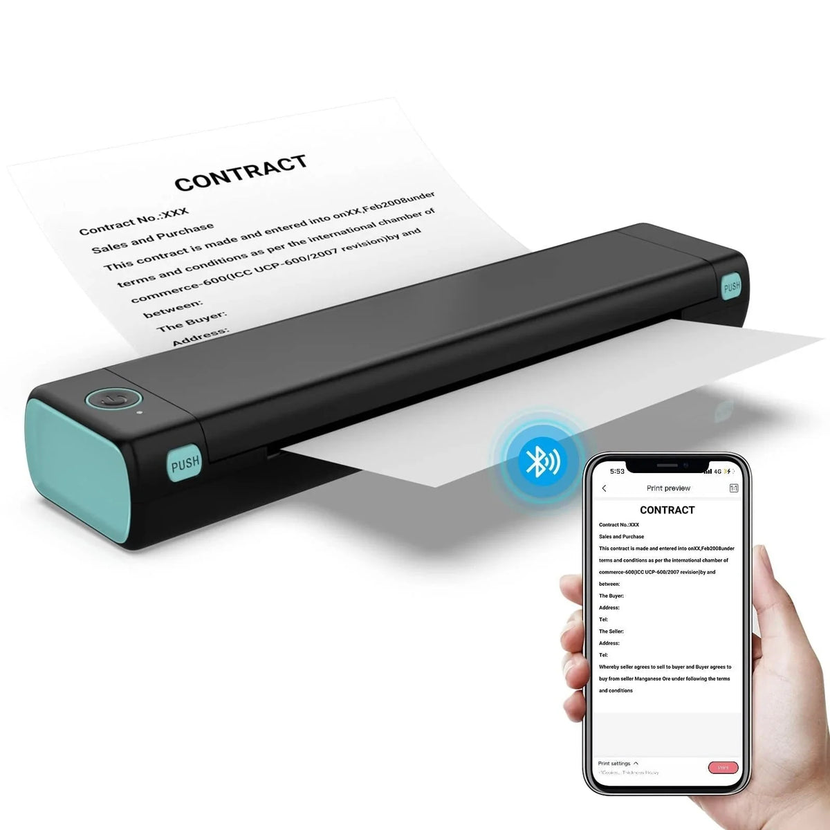 Thermal Printer Portable Wireless Inkless Letter-Size