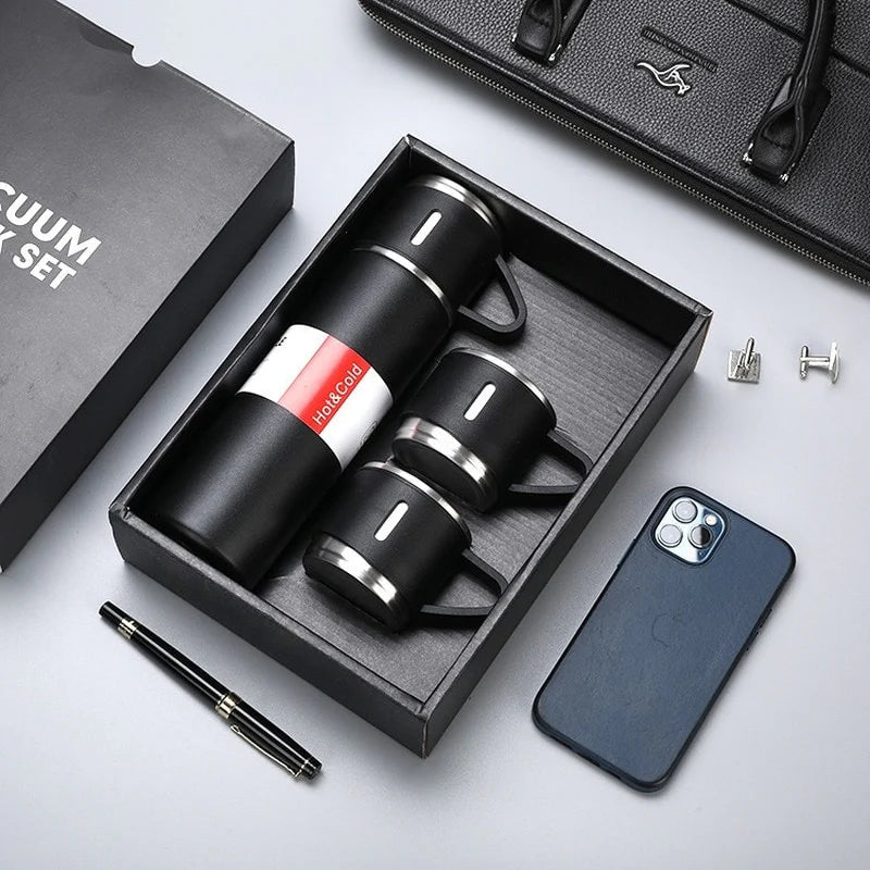 Thermos Bottle Set Vacuum Insulated Stainless Steel 3 Cups