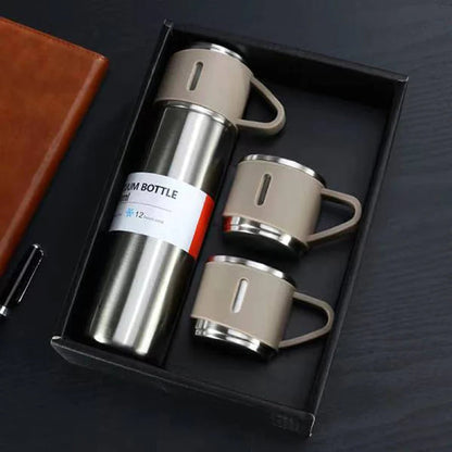 Thermos Bottle Set Vacuum Insulated Stainless Steel 3 Cups