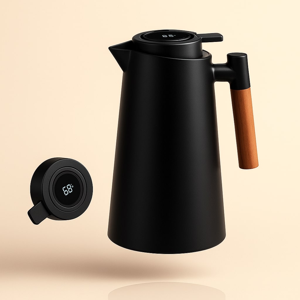 Thermos Flask Vacuum Insulated Touch Temperature Display 1 Liter