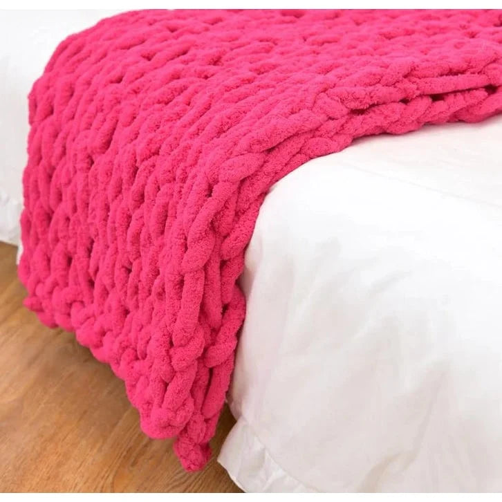 Throw Blanket Chunky Knit Chenille Lightweight