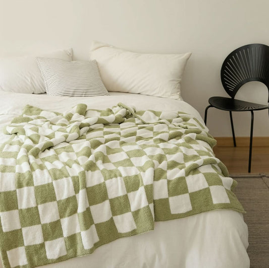 Throw Blanket Cotton Soft Knit Checkerboard