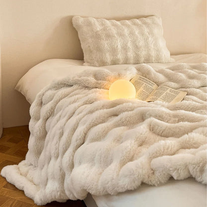 Throw Blanket Faux Fur Plush Lightweight Warmth