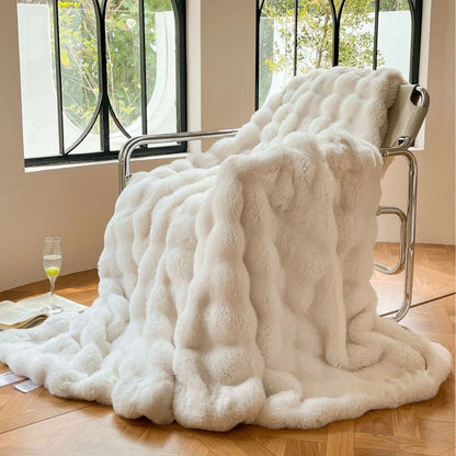 Throw Blanket Faux Fur Plush Lightweight Warmth