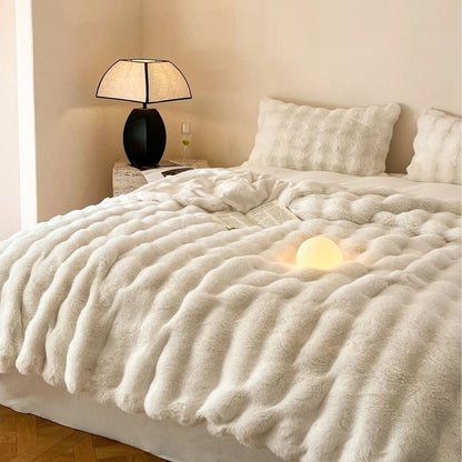 Throw Blanket Faux Fur Plush Lightweight Warmth