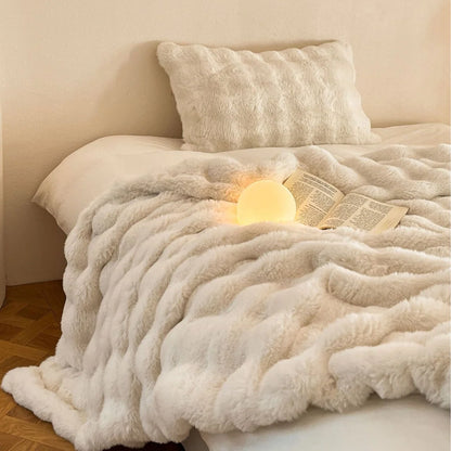 Throw Blanket Faux Fur Plush Lightweight Warmth