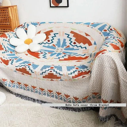 Throw Blanket Geometric Jacquard Reversible Machine Washable