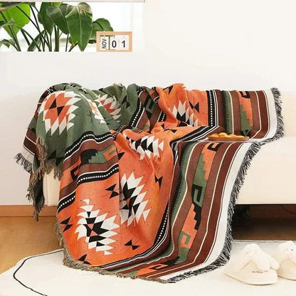 Throw Blanket Geometric Jacquard Reversible Machine Washable