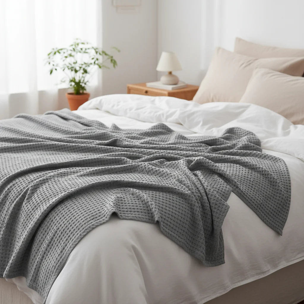 Throw Blanket Lightweight Waffle Weave Machine Washable