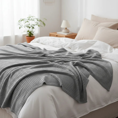 Throw Blanket Lightweight Waffle Weave Machine Washable