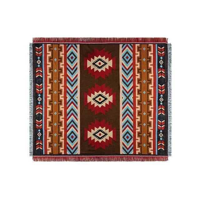Throw Blanket Linen Cotton Blend Lightweight With Tassel Trim