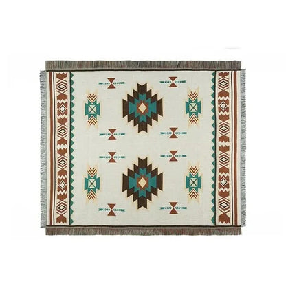 Throw Blanket Linen Cotton Blend Lightweight With Tassel Trim