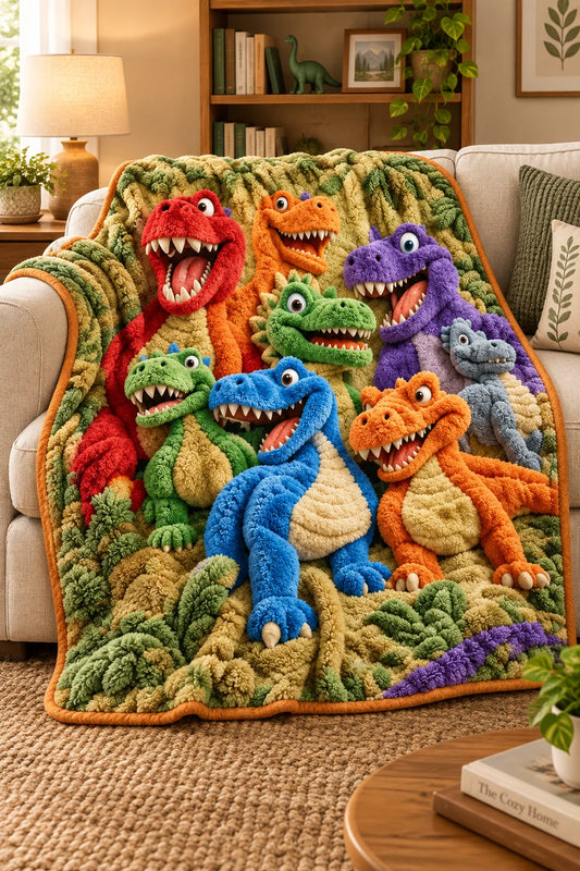 Throw Blanket Oversized Dinosaur Print Soft & Machine Washable