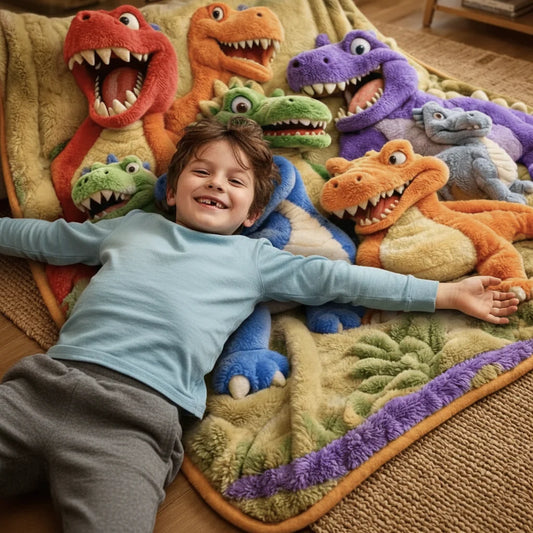 Throw Blanket Oversized Dinosaur Print Soft & Machine Washable