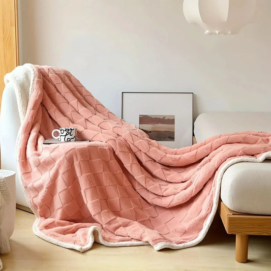 Throw Blanket Reversible Checkered Soft Fleece Machine Washable