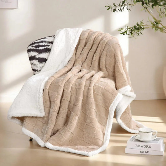 Throw Blanket Reversible Flannel & Sherpa