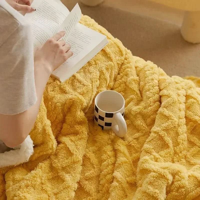 Throw Blanket Reversible Lamb Wool Texture Machine Washable Lightweight Warmth