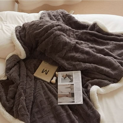 Throw Blanket Reversible Lamb Wool Texture Machine Washable Lightweight Warmth