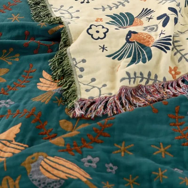 Throw Blanket Reversible Pure Cotton Four-Layer