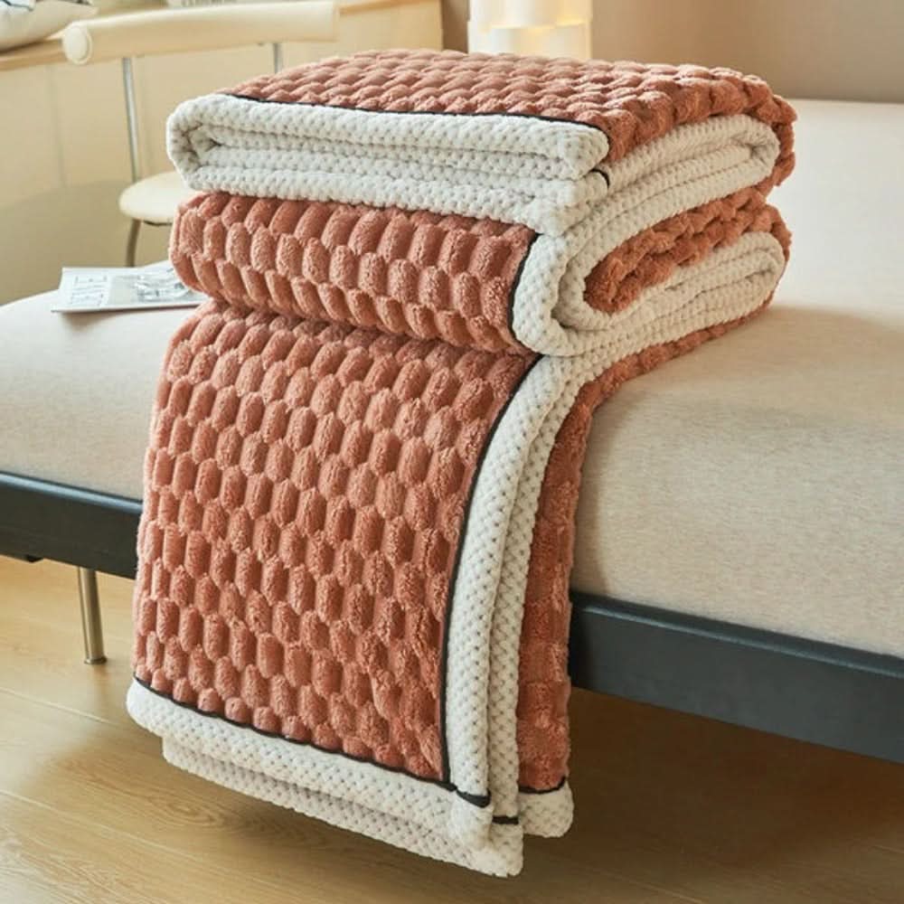 Throw Blanket Textured Sherpa Fleece Machine Washable