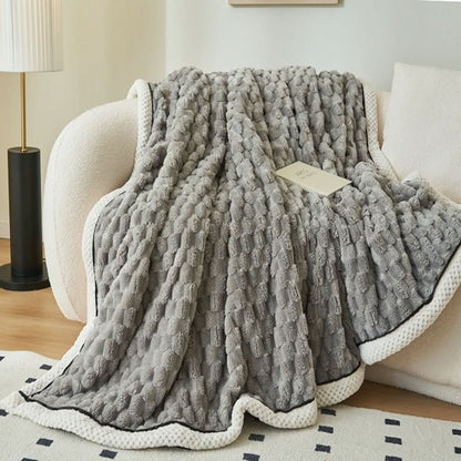 Throw Blanket Textured Sherpa Fleece Machine Washable