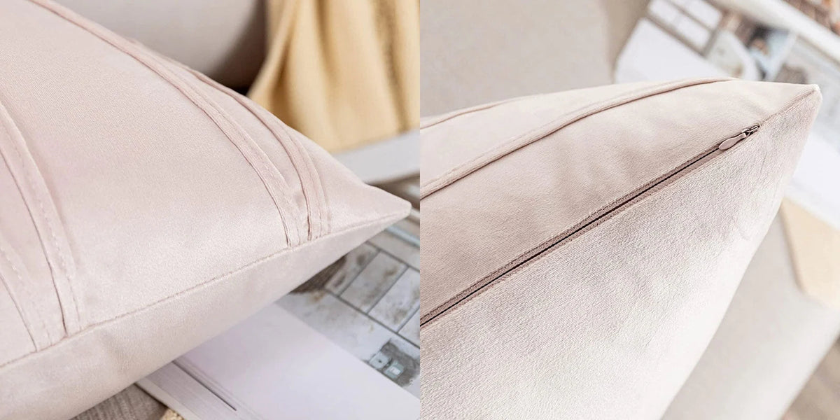 Throw Pillow Geometric Pleat Velour Cover Cotton Fill