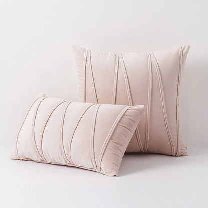 Throw Pillow Geometric Pleat Velour Cover Cotton Fill