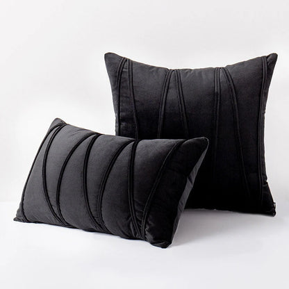 Throw Pillow Geometric Pleat Velour Cover Cotton Fill