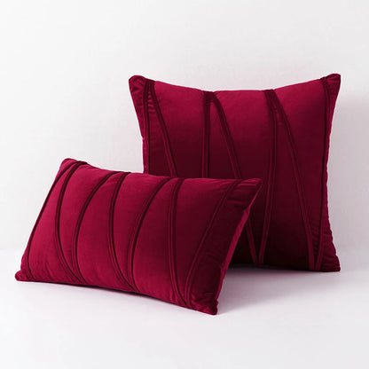 Throw Pillow Geometric Pleated Velour Cover Cotton Filling