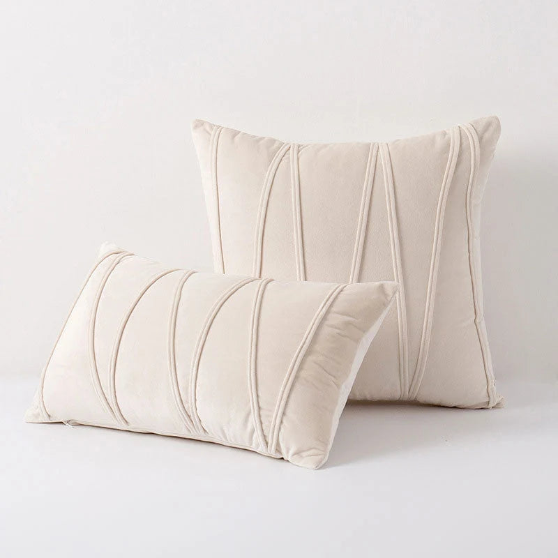 Throw Pillow Geometric Pleated Velour Cover Cotton Filling
