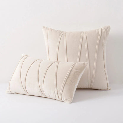 Throw Pillow Geometric Pleated Velour Cover Cotton Filling