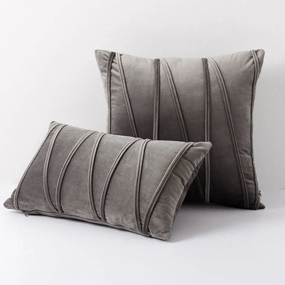 Throw Pillow Geometric Pleated Velour Cover Cotton Filling