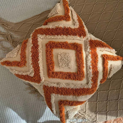 Throw Pillow Handwoven Tufted 17.7 x 17.7 Inches