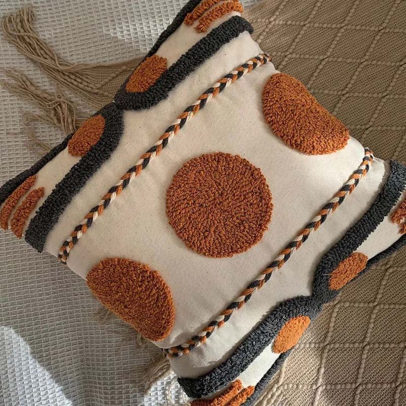 Throw Pillow Handwoven Tufted 17.7 x 17.7 Inches