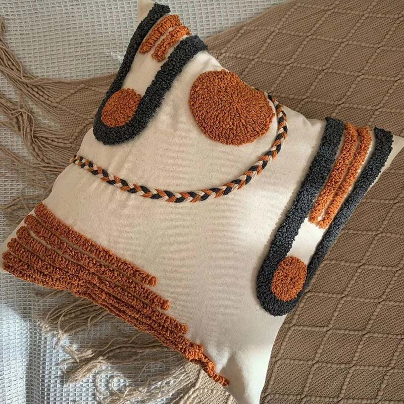Throw Pillow Handwoven Tufted 17.7 x 17.7 Inches