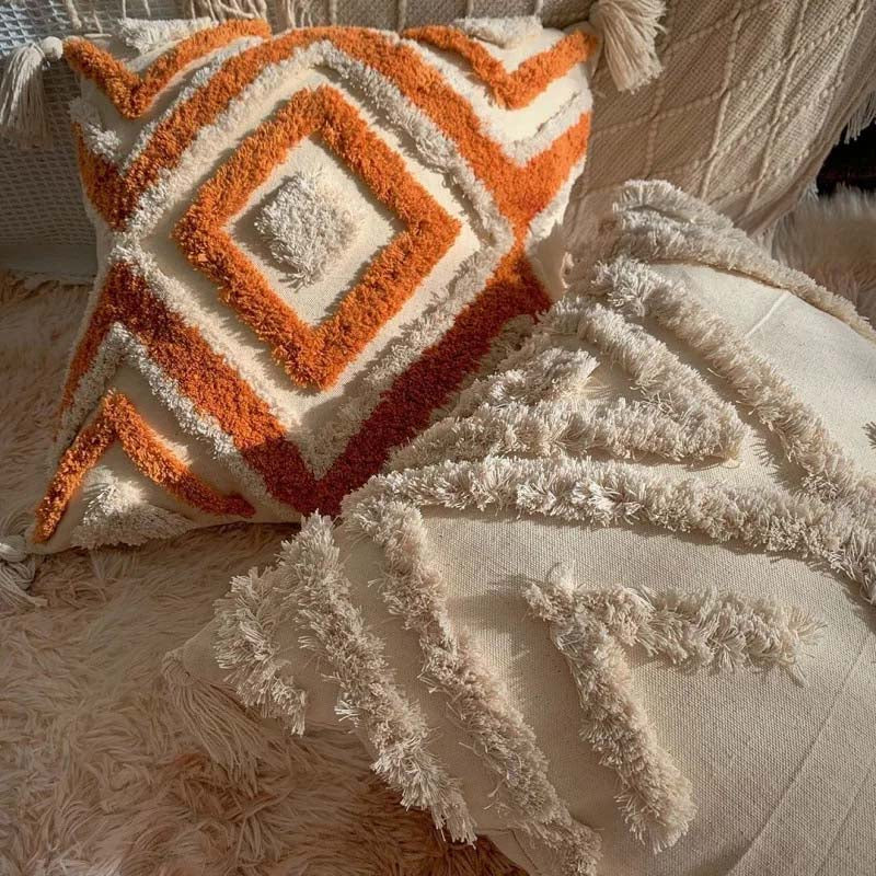 Throw Pillow Handwoven Tufted 17.7 x 17.7 Inches