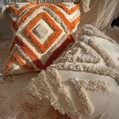 Throw Pillow Handwoven Tufted 17.7 x 17.7 Inches