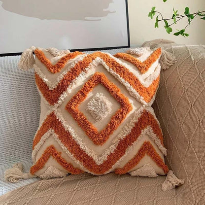 Throw Pillow Handwoven Tufted 17.7 x 17.7 Inches