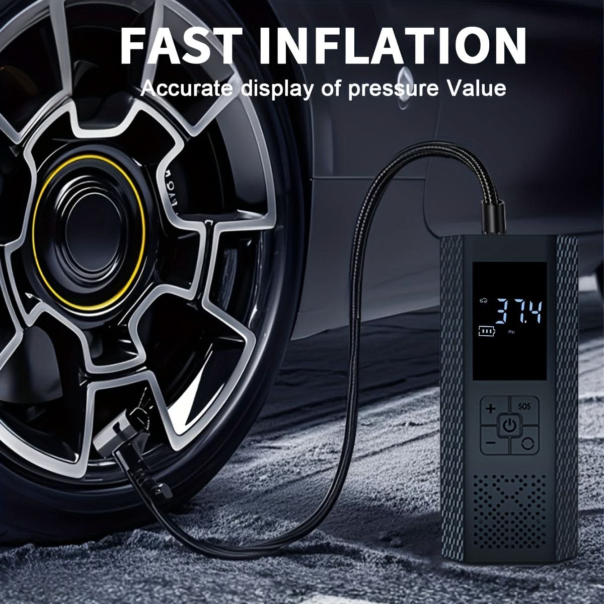 Tire Inflator Cordless Rechargeable Digital LED Display 150 PSI