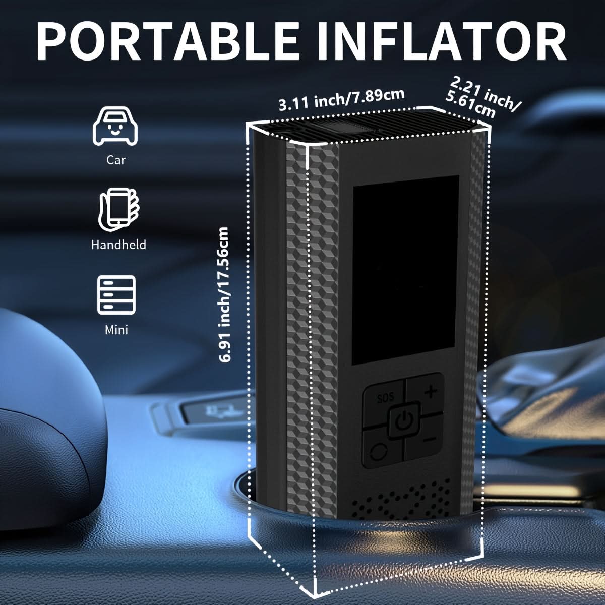 Tire Inflator Cordless Rechargeable Digital LED Display 150 PSI