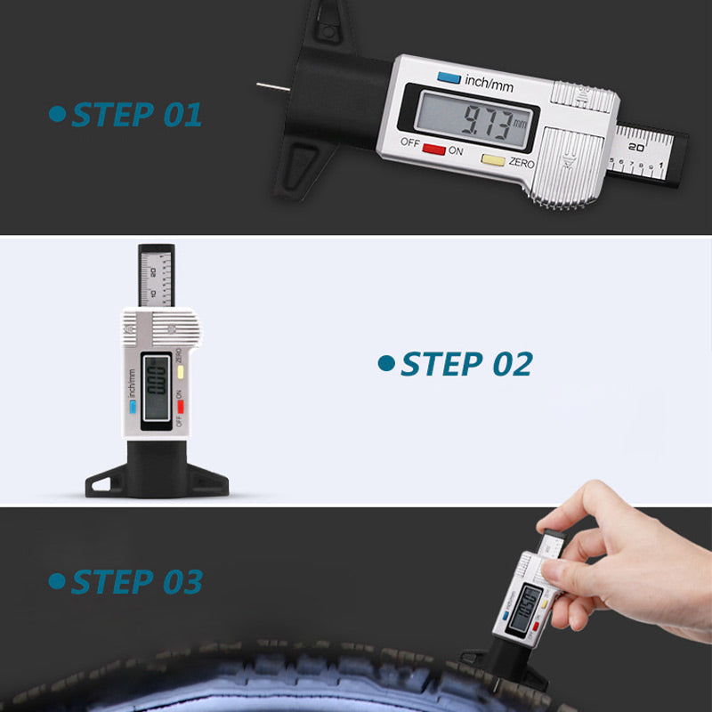 Tire Tread Depth Gauge Digital LCD 0.00039 Inch Accuracy