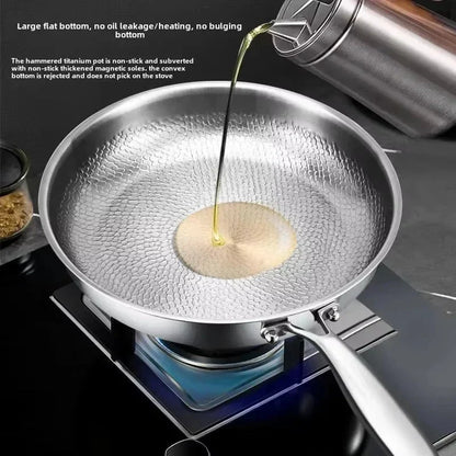 Titanium Hammered Nonstick Frying Pan for Induction Cooktops and Contemporary Kitchens