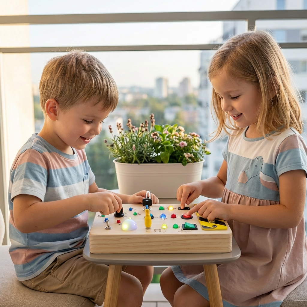 Toddler Sensory Board Wooden LED Lights & Switches