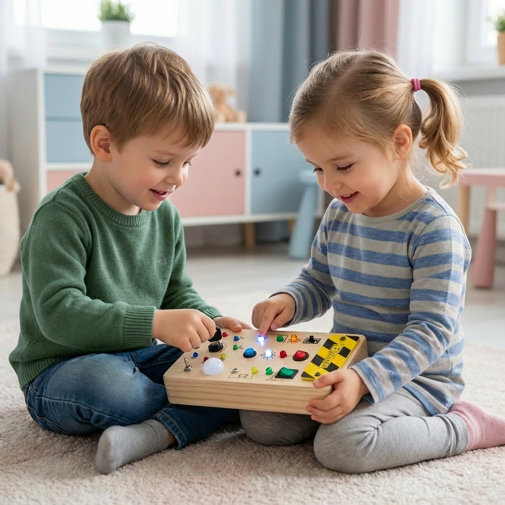 Toddler Sensory Board Wooden LED Lights & Switches