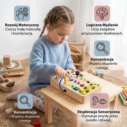 Toddler Sensory Board Wooden LED Lights & Switches