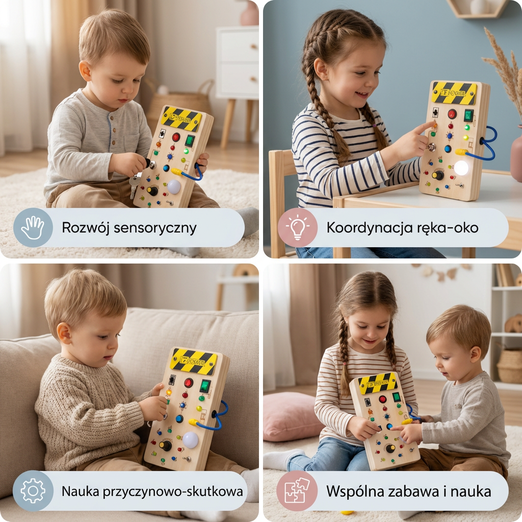 Toddler Sensory Board Wooden LED Lights & Switches